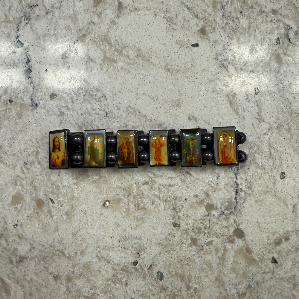 Hematite elastic Saints Jesus angels bracelet